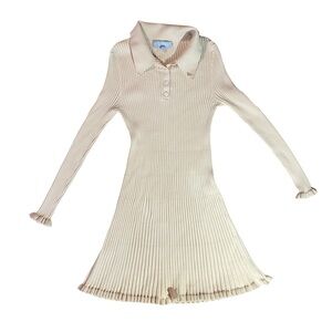 Hill House Beige Ribbed Collared Dress